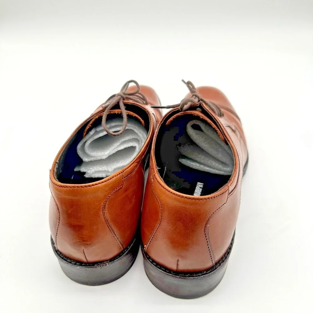 Johnston & Murphy Men's Brown Leather Larsey 2cap Oxford Dress Shoes 10M – & Box